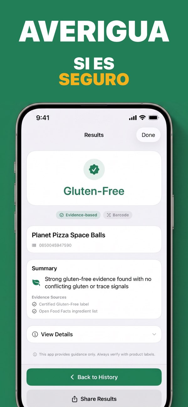 GF Scanner - Detalles del análisis de gluten con IA