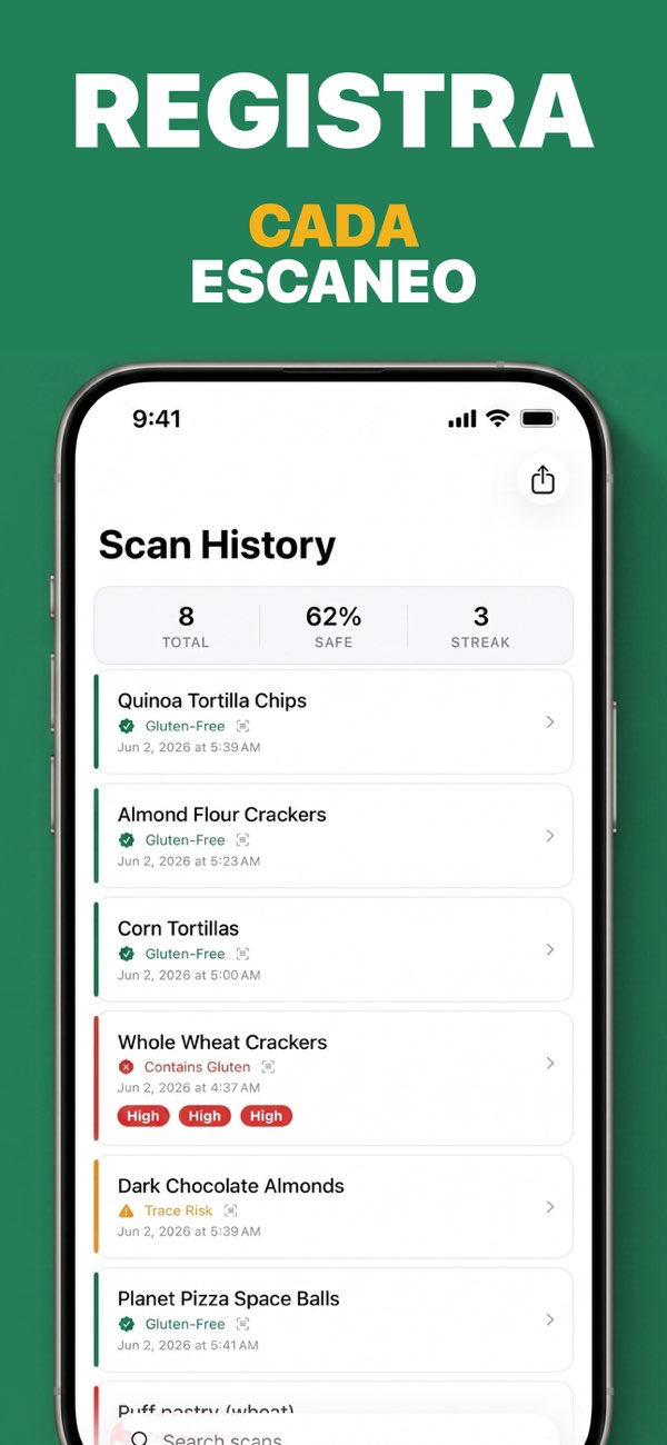 GF Scanner - Guía interactiva del gluten y alimentos seguros