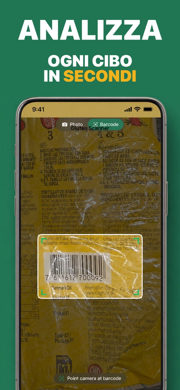 GF Scanner - Risultati con verdetto senza glutine