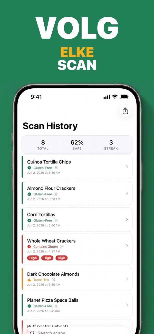 GF Scanner - Interactieve glutengids en veilig voedsel referentie