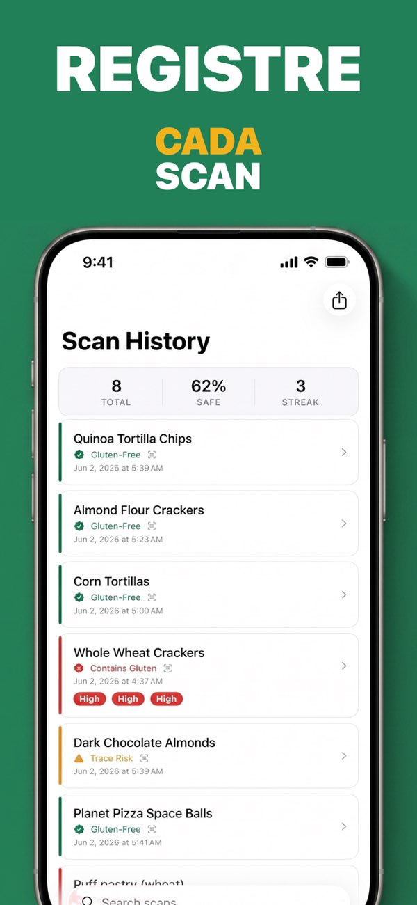 GF Scanner - Guia interativo do glúten e alimentos seguros