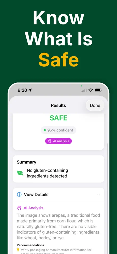 GF Scanner - AI-powered gluten analysis details