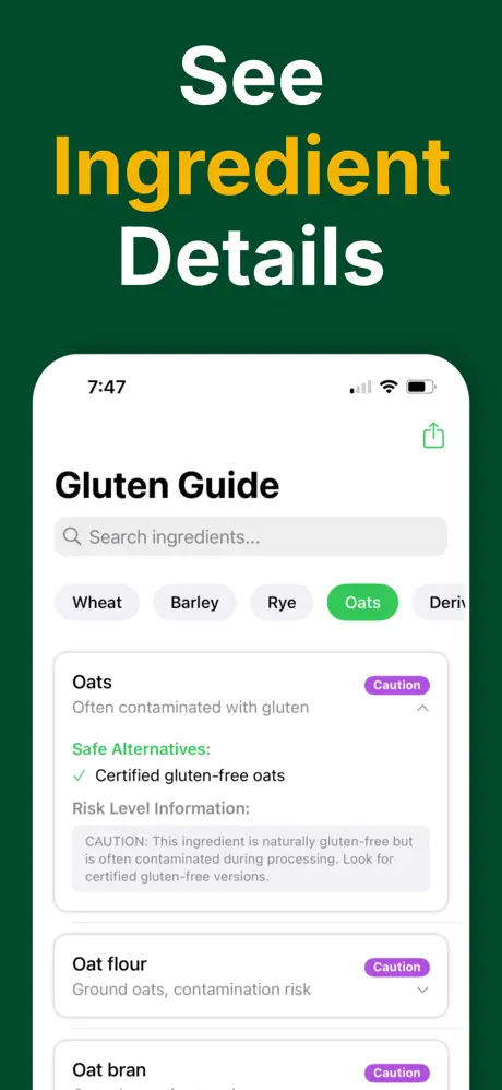 GF Scanner - Interactive gluten guide and safe foods reference